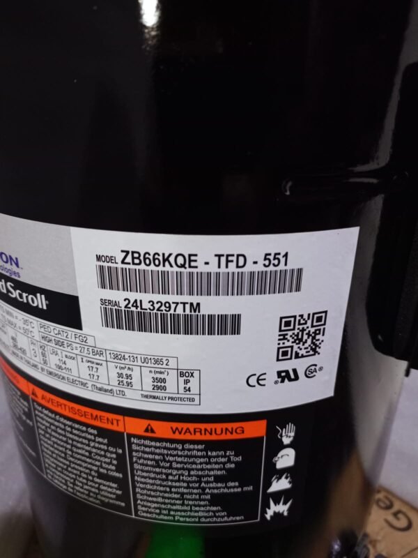 Emerson Copeland Scroll Compressor ZB66KQE-TFD-551